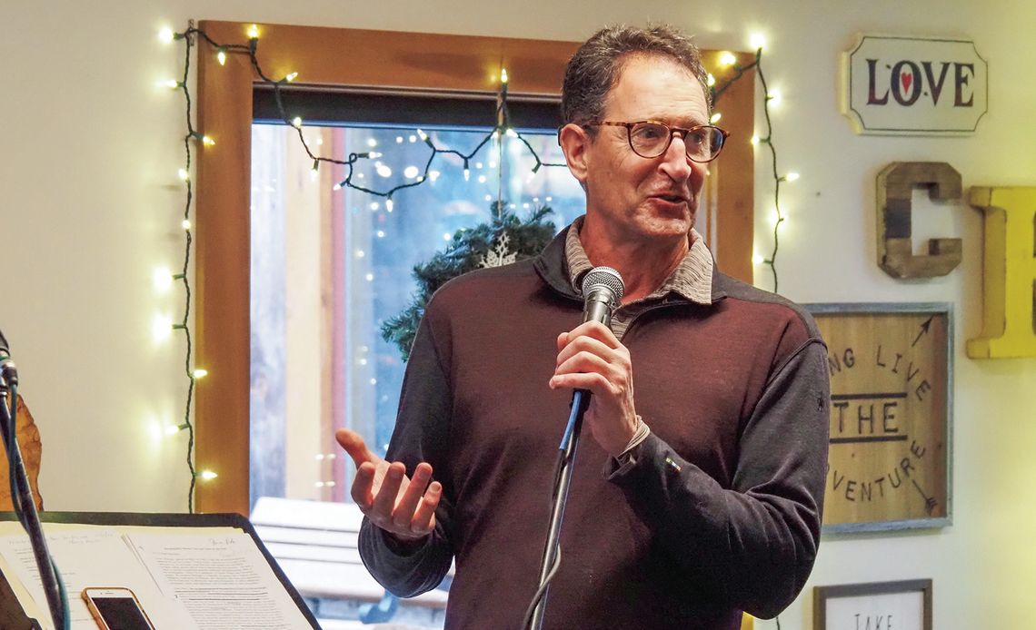 Bob Sutherland of Cherry Republic spoke at a Friends of Sleeping Bear fundraiser in Glen Arbor over the weekend. Photo by James Eye View Photography