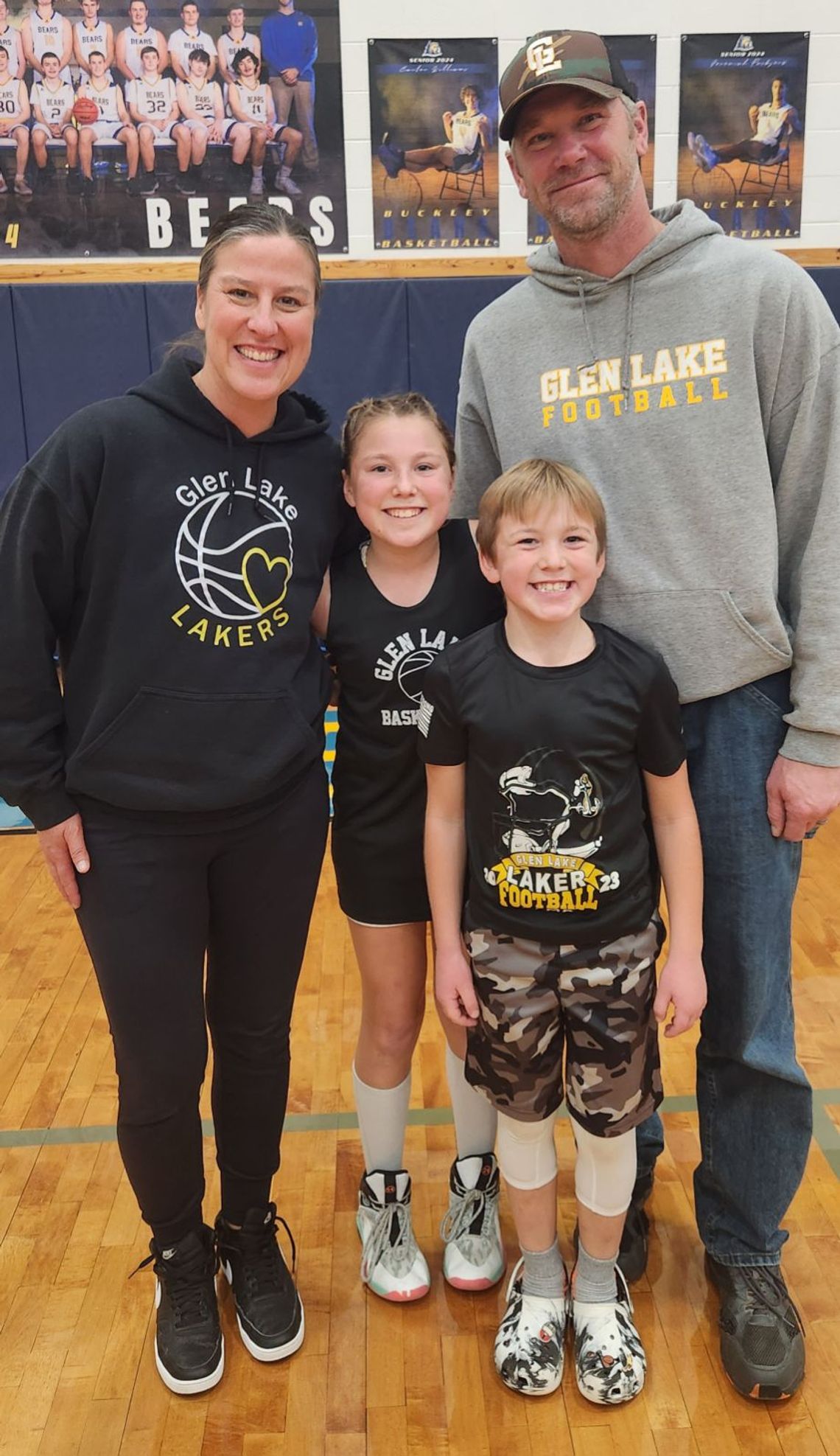 Therese Rosinski is pictured with her husband, Greg, and daughter, Alex, 12 and son, Drew, 9 at Glen Lake Community School.  Courtesy photo