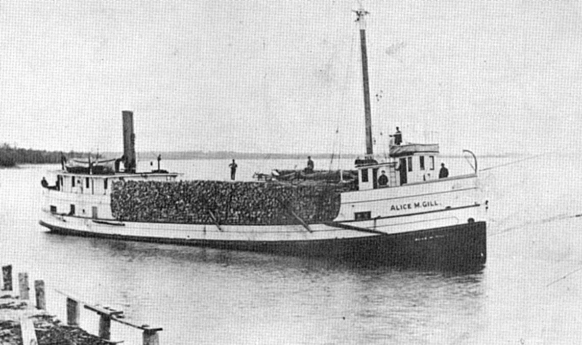 The Gills also owned a lumber-carrying ship, which Wilbur named the “Alice M. Gill” after his daughter.