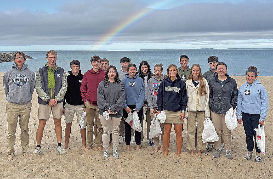 High school students from St. Mary School went on a field trip to Leland’s North Beach to create art from nature. Emulating artist Andy Goldworthy’s work created from sticks and stones, students collected items to place on driftwood. They were greeted by a rainbow as they combed the beach...