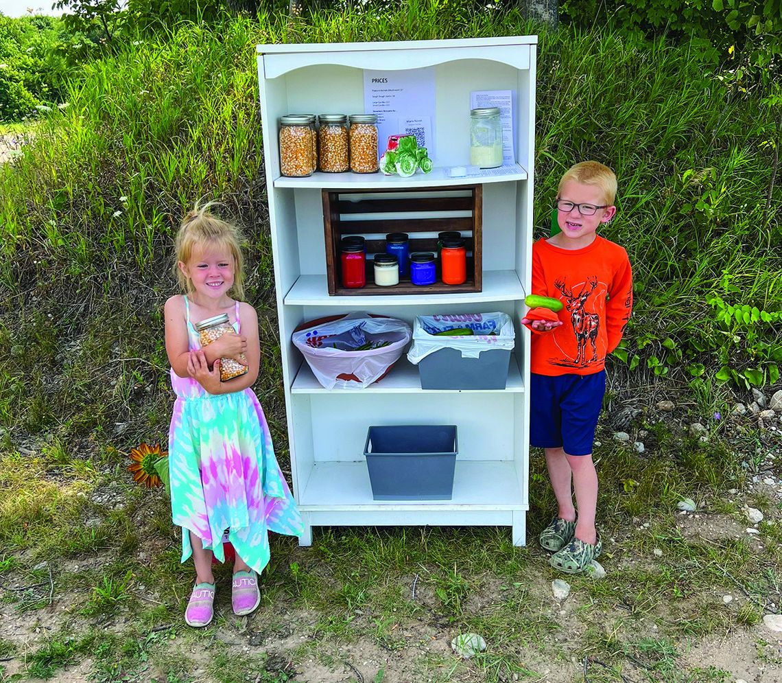 Kacey and Wyatt Novak Kacey and Wyatt Novak, ages 4 and 6 respectively, have their produce stand on Newman Road, a few hundred feet from M-72. They are the children of Austin and Marie Novak. Courtesy photo