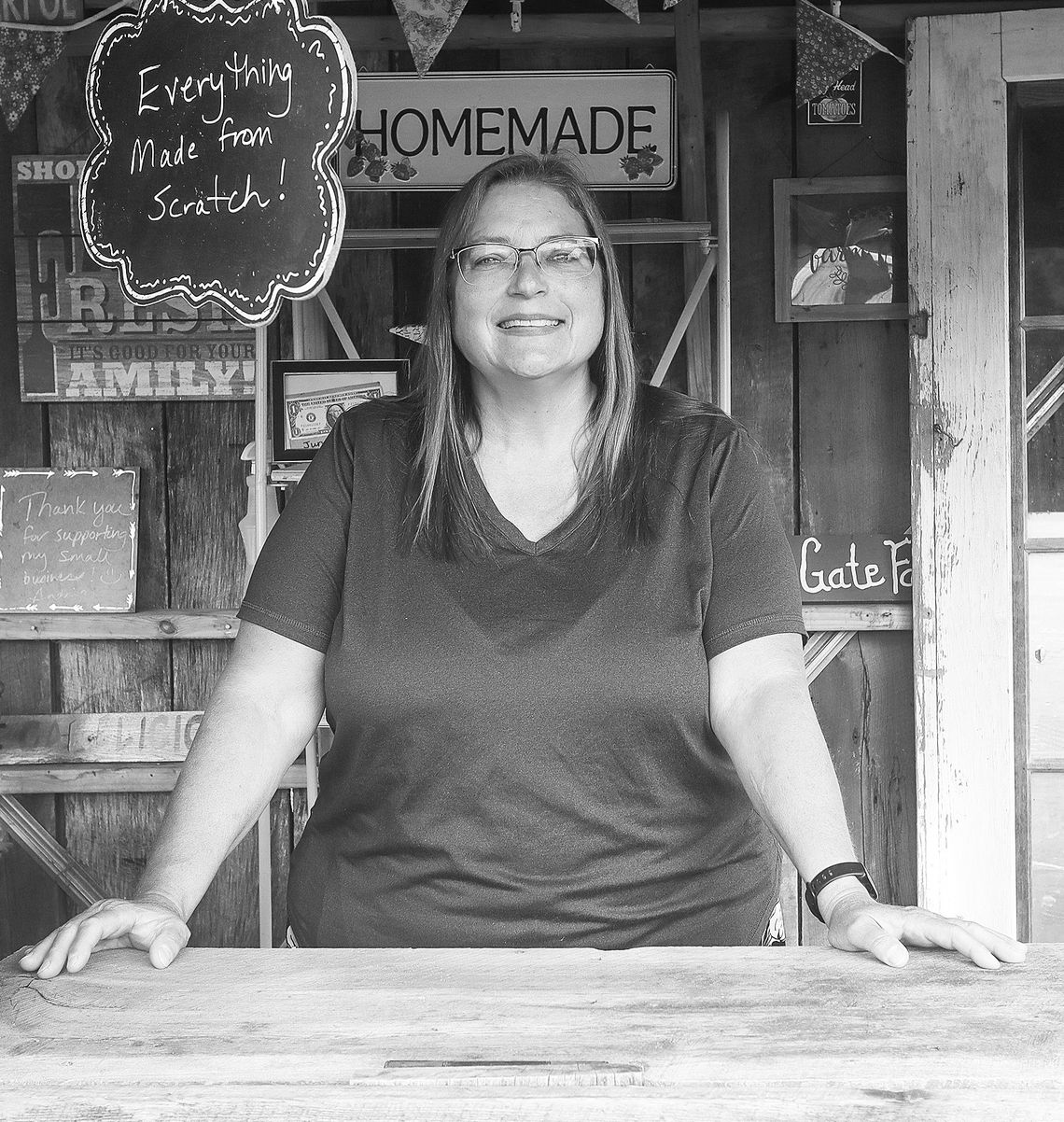 Andria Bufka stands in front of her Red Gate Farm in Burdickville. Enterprise photo by Brian Freiberger