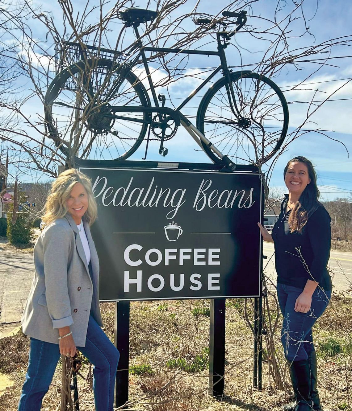 Mary (right) and Becky (left) Lingaur celebrate a transition of ownership at the end of March. Mary became the new owner of Pedaling Beans on April 1. Courtesy photo
