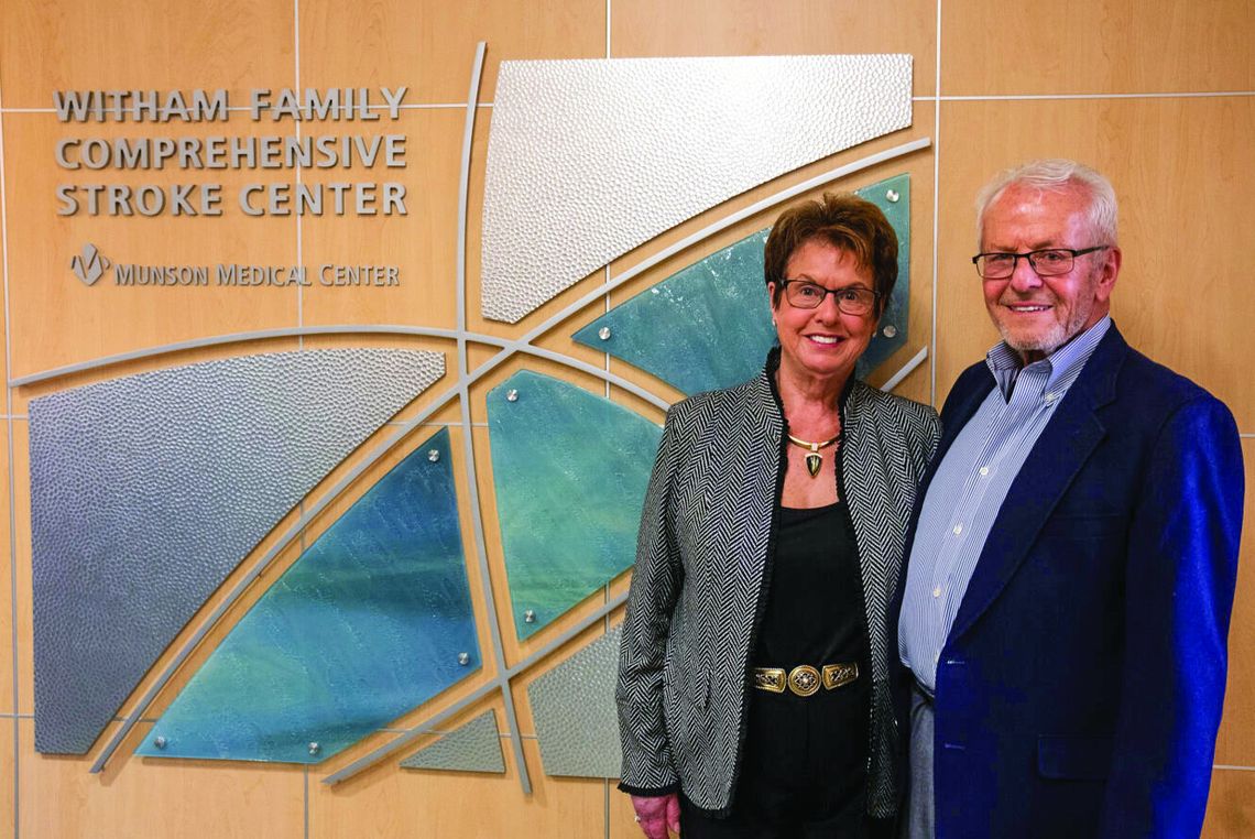 Marilyn and Richard Witham, part-time Leelanau County residents for the last 20 years, are pictured on Monday at Munson Medical Center’s new name unveiling ceremony for its comprehensive stroke center. The Witham’s $2.5 million donation will help further support the stroke center’s technol...