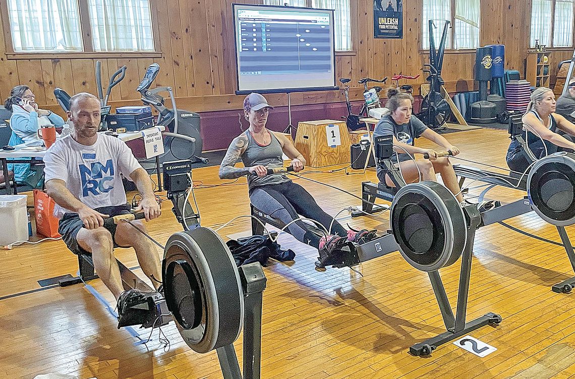 Nearly 30 rowers crowed the Sleeping Bear Bay Club for Northern Michigan Rowing Club’s inaugural ‘New Year Resolution Races’ Saturday. Enterprise photo by Brian Freiberger