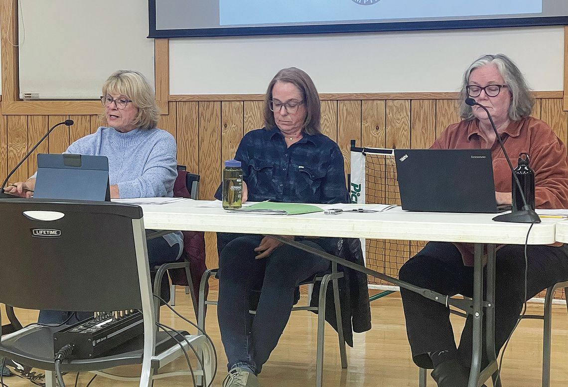 Empire President Sue Palmer sits alongside treasurer Alacia Acton and Clerk Derith Smith during a November regular meeting Thursday. Enterprise photo by Brian Freiberger