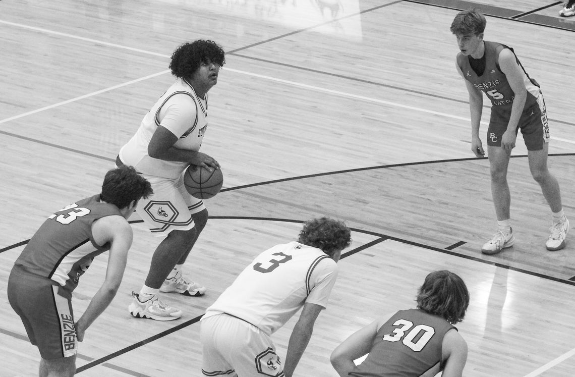 Suttons Bay sophomore Zachariah Raphael makes a free throw during a game last season. Enterprise photo by Brian Freiberger