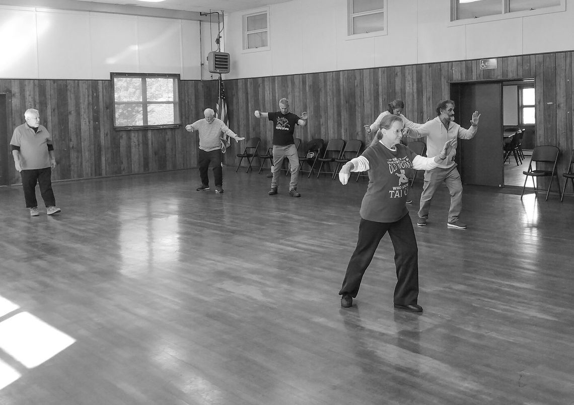 Mary Taylor, of Lake Leelanau, leads a Tai Chi class for beginners at Solon Township Hall Monday. The class meets at 10:30 a.m. Mondays, Wednesdays, and Fridays, and attracts between five and 15 participants, Taylor said. The class has nominal fees, with the proceeds going to the township...
