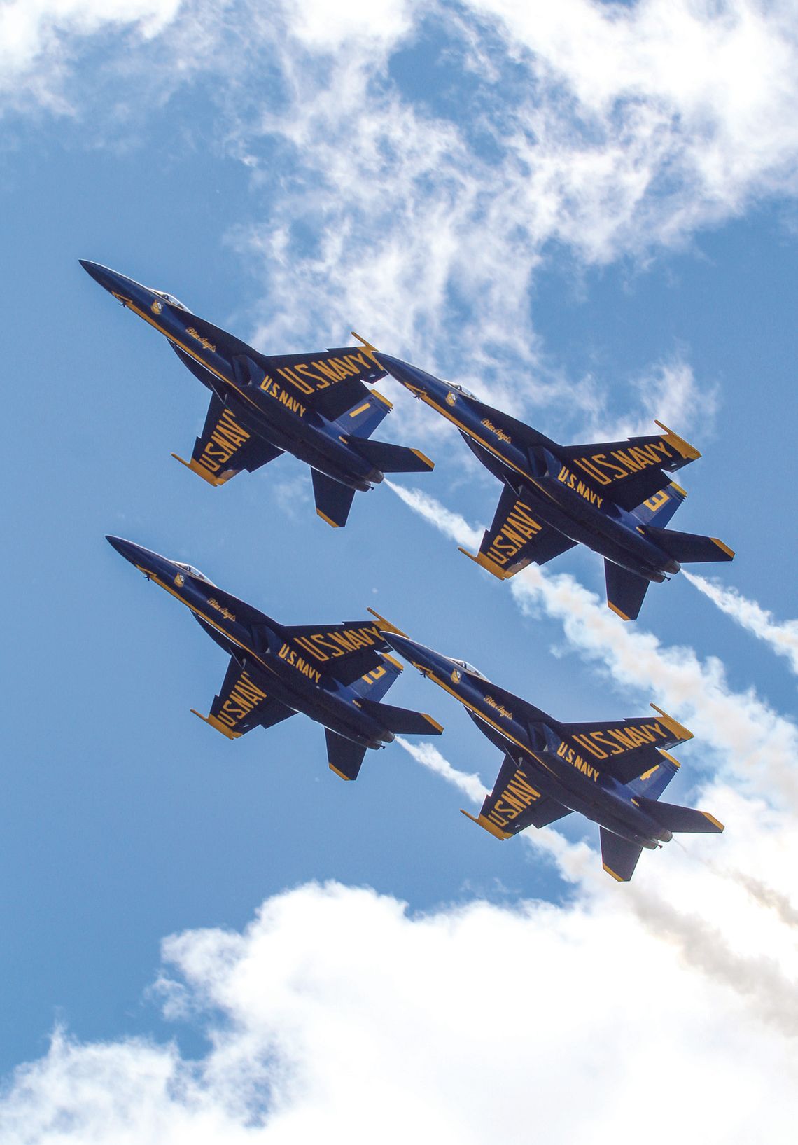 The Blue Angels The Blue Angels soared over Leelanau County on Saturday and Sunday during the National Cherry Festival. Thousands of people gather along the shores of Grellickville up to Suttons Bay to watch the thrilling show. Enterprise photo by Brian Freiberger