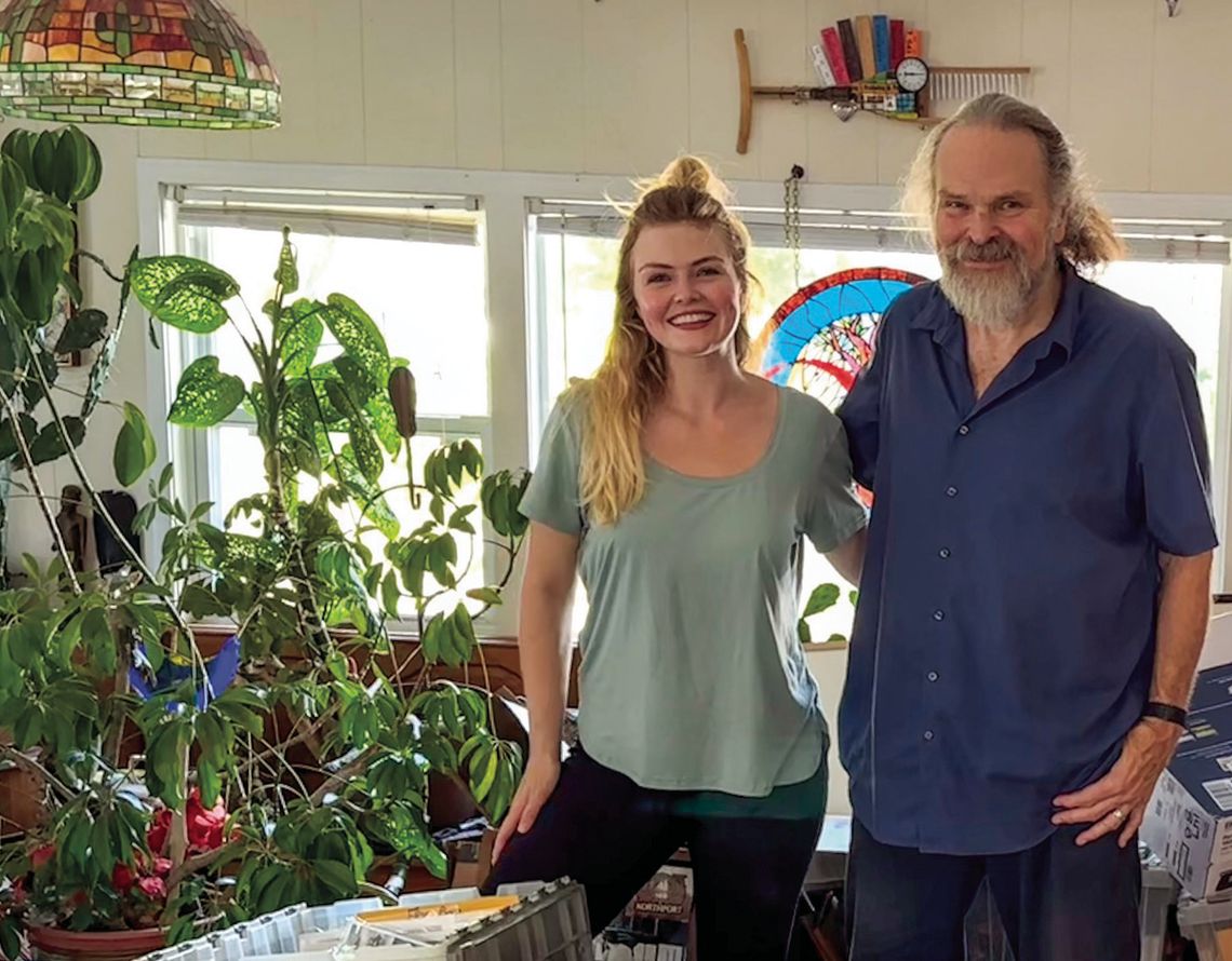 Lydia and Tom Woodruff have been sifting through the archives in their home to find artwork that will be used at the opening reception for the “Follow the Art: Tom Woodruff Retrospective” exhibit at the Northport Art Association on Friday from 5-8 p.m. Courtesy photo