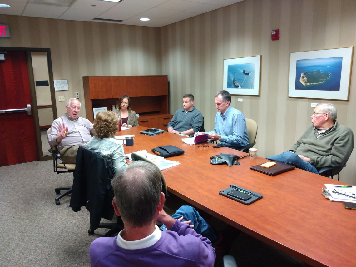 Officials from the county and Leelanau Township met at the government center Tuesday in hopes of putting construction of a new telecommunications tower in the northern part of the county back on track. Enterprise photo by Zachary Marano 