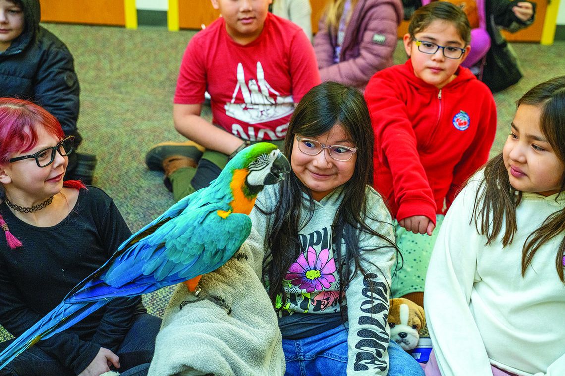 Tyler’s Exotics Tyler’s Exotics, a Mobile Petting Zoo, visited Suttons Bay Elementary School last week. Students learned about and had close encounters with a boa constrictor, monkey, tortoise, bearded dragon, tarantula, and macaw. Photo courtesy of Shelagh Fehrenbach
