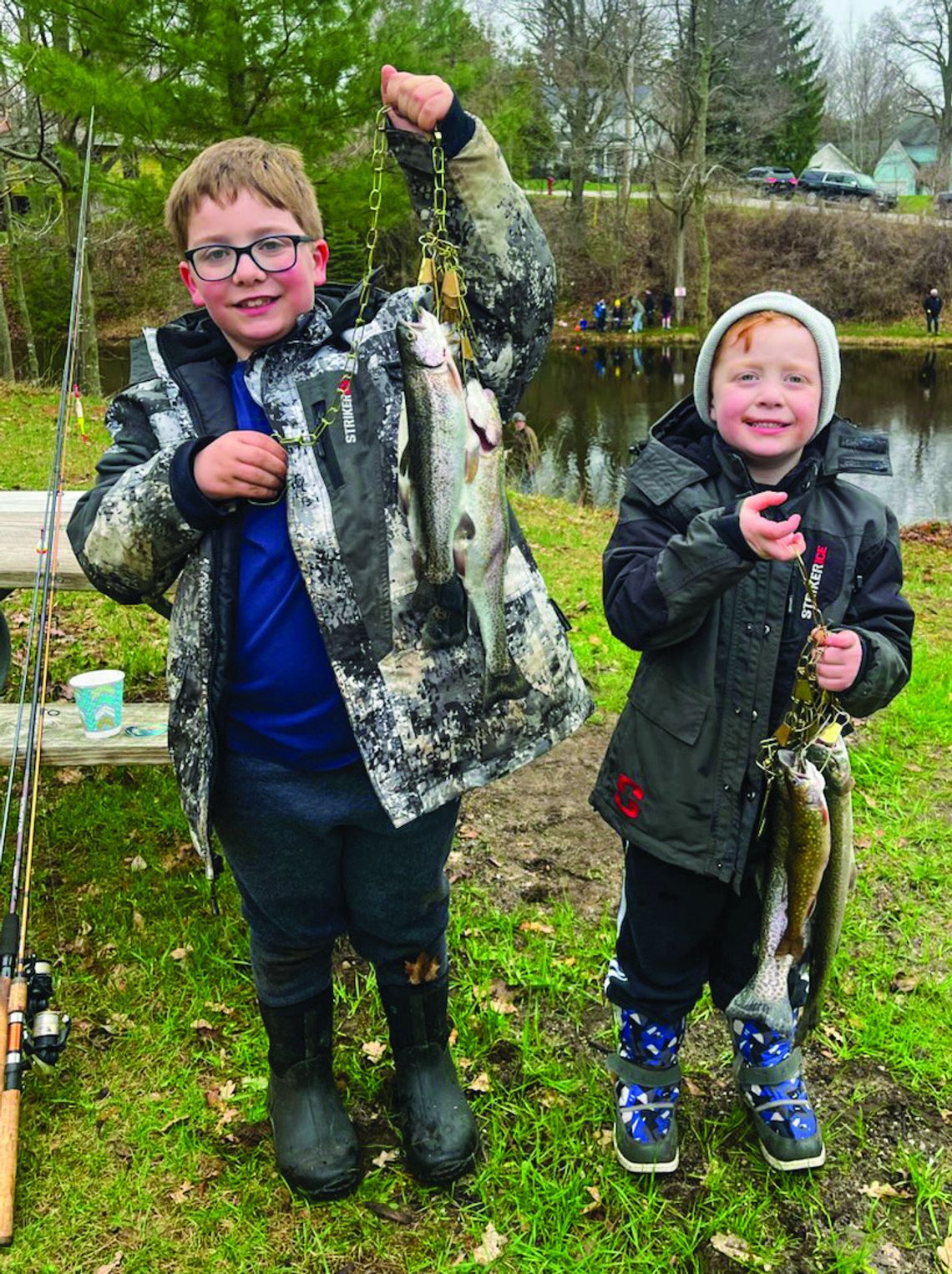Youth of all ages were busy catching rainbow trout at the Mill Pond in Northport